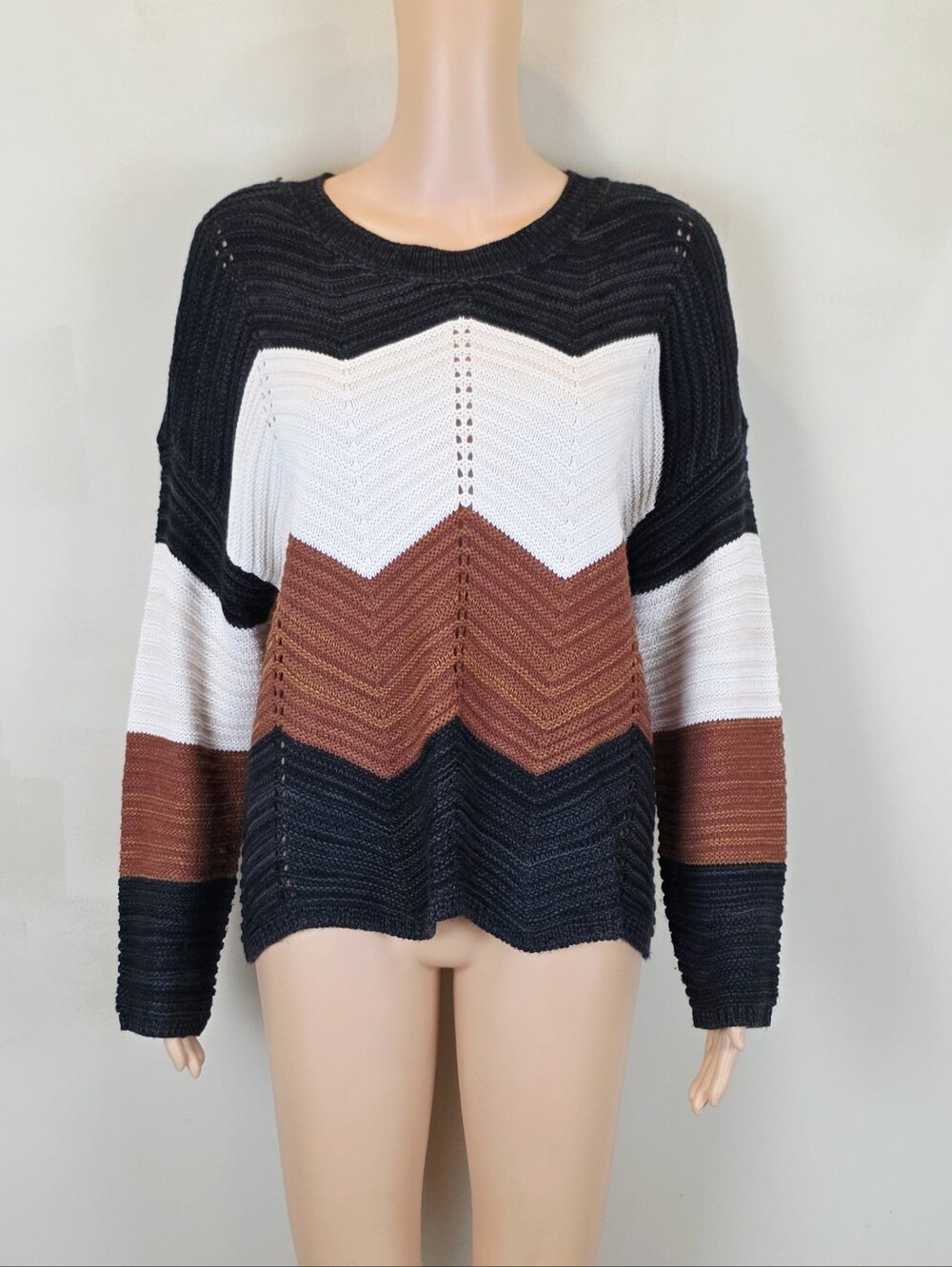 FCT With Love Long Sleeve Crochet Knit Sweater